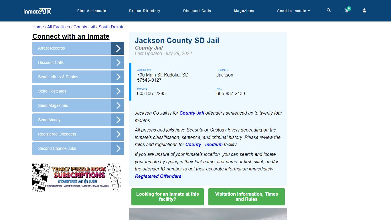 Jackson County SD Jail - Inmate Locator