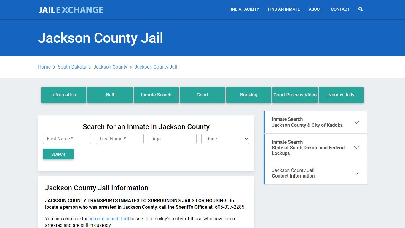 Jackson County Jail Roster Lookup, SD, Inmate Search